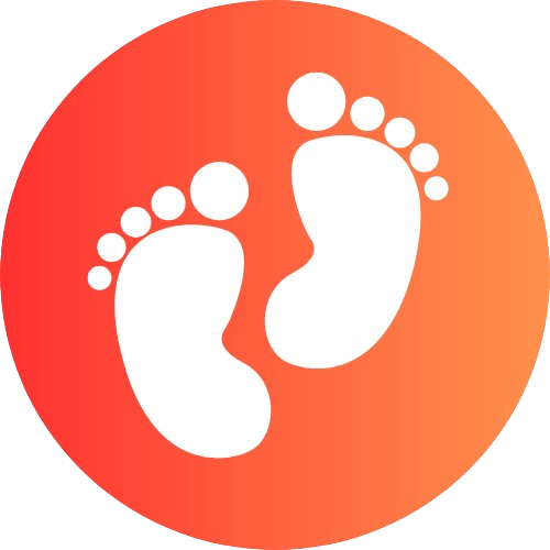 Smart Mom logo — two baby footprints in an orange circle